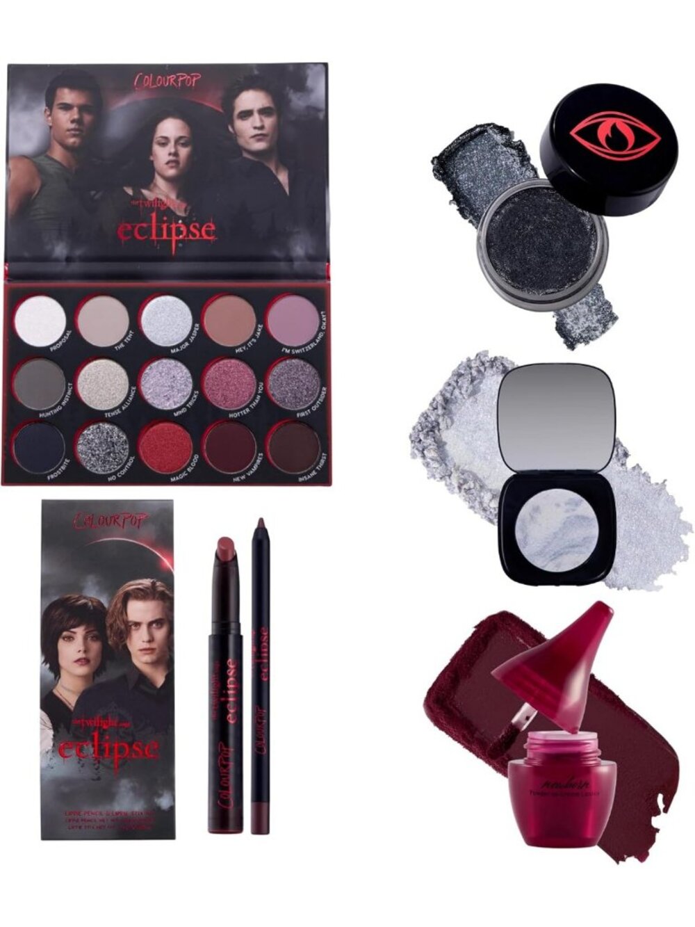 Twilight Saga Inspired Makeup Bundle - Eyeshadow Palette, Gel Shadow, Lip Kit